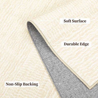 Washable Neutral Solid Area Rug, Non-Slip Low Pile Carpet Throw for Bedroom Dining Room Home Decor