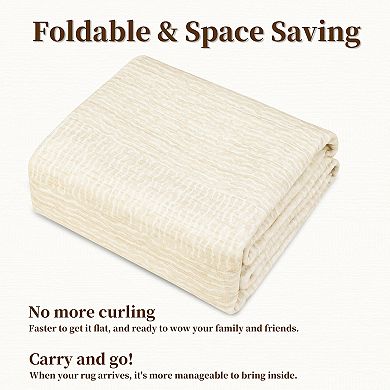 Washable Neutral Solid Area Rug, Non-Slip Low Pile Carpet Throw for Bedroom Dining Room Home Decor