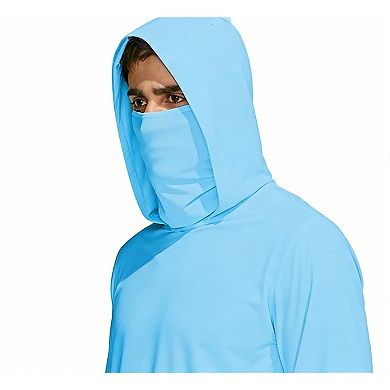 Men’s Hooded Sun Protection Shirt Long Sleeve UV Blocking Cover Up