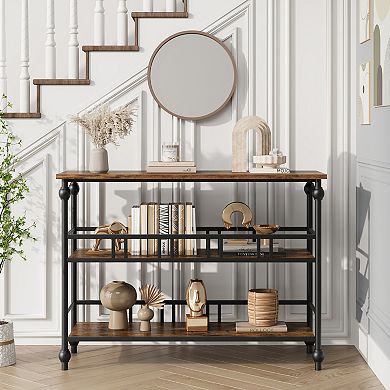 Entryway Table, Console Table with 3-Tier, 43" Entryway Table with Storage