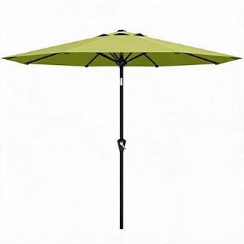 9 FT Durable Patio Umbrella Outdoor Market Parasol with Crank Lift, Push Button Tilt，Sun Shade