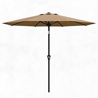 9 FT Durable Patio Umbrella Outdoor Market Parasol with Crank Lift, Push Button Tilt，Sun Shade
