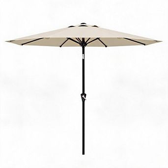 9 FT Durable Patio Umbrella Outdoor Market Parasol with Crank Lift, Push Button Tilt，Sun Shade
