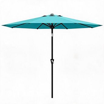 9 FT Durable Patio Umbrella Outdoor Market Parasol with Crank Lift, Push Button Tilt，Sun Shade