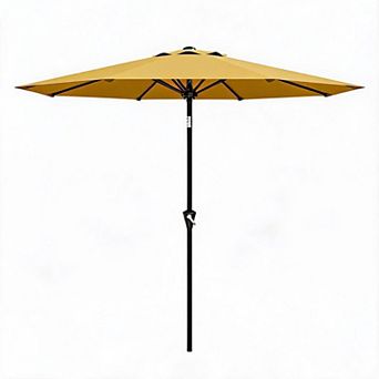 9 FT Durable Patio Umbrella Outdoor Market Parasol with Crank Lift, Push Button Tilt，Sun Shade
