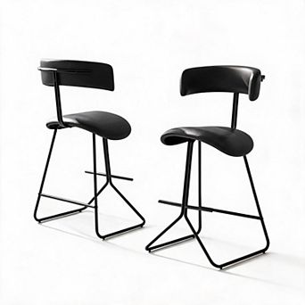 Bar Stools Set of 4,Modern Counter Height Bar Stools with Backrest & Footrest,Industrial Bar Chairs