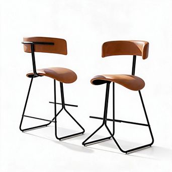 Bar Stools Set of 4,Modern Counter Height Bar Stools with Backrest & Footrest,Industrial Bar Chairs