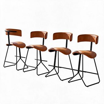 Bar Stools Set of 4,Modern Counter Height Bar Stools with Backrest & Footrest,Industrial Bar Chairs