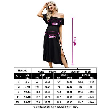 Maternity Off-Shoulder Ruffle Midi Dress, Side Slit Casual Dress