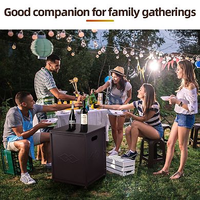 Outdoor Propane Tank Cover Table 16-Inch Metal Hideaway Side Table with Handles