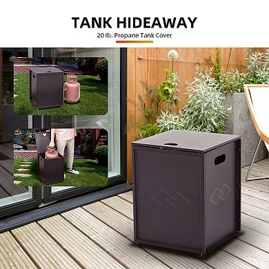 Outdoor Propane Tank Cover Table 16-Inch Metal Hideaway Side Table with Handles