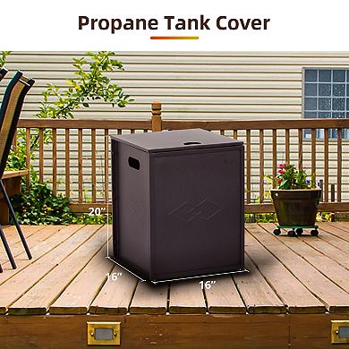 Outdoor Propane Tank Cover Table 16-Inch Metal Hideaway Side Table with Handles