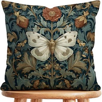 William Morris Abstract Floral Butterfly Throw Pillow Cover, Indoor Outdoor