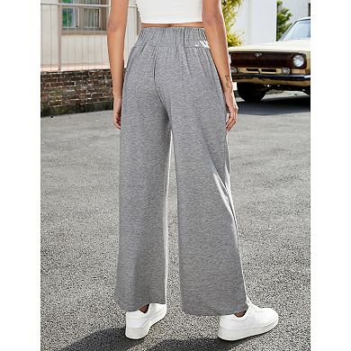 GlowSol Womens Casual Wide Leg Drawstring High Waist Baggy Athletic Sweatpants with Pockets