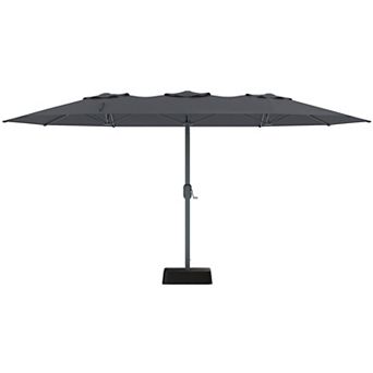 9x15 ft Extra Wide Rectangular Patio Umbrella with Base, Heavy‑Duty 12‑Rib UV‑Protected Sun Shade