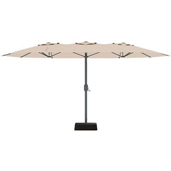 9x15 ft Extra Wide Rectangular Patio Umbrella with Base, Heavy‑Duty 12‑Rib UV‑Protected Sun Shade