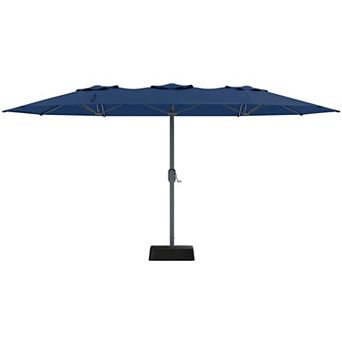 9x15 ft Extra Wide Rectangular Patio Umbrella with Base, Heavy‑Duty 12‑Rib UV‑Protected Sun Shade