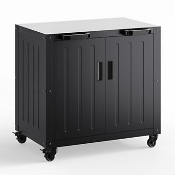 Stainless Steel Outdoor Grill Cart, Heavy-Duty Rolling BBQ Storage Cart for Kitchen Prep Lawn Garden