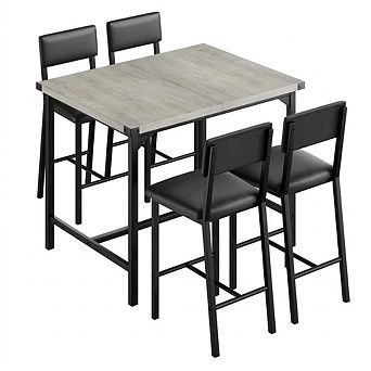 5 pc Counter Height Dining Set, Kitchen Table&4 PU Leather Bar Stools for Dining Room Apartment
