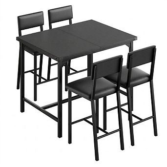 5 pc Counter Height Dining Set, Kitchen Table&4 PU Leather Bar Stools for Dining Room Apartment