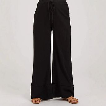 Women's Cotton Linen Pants Flowy Wide Leg Palazzo Casual Vacation Boho Trousers with Pockets