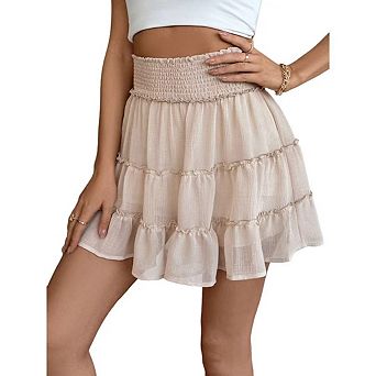 Women's Flowy Skorts Casual High Waist Ruffle Tiered Mini Skirts Tennis Golf Shorts