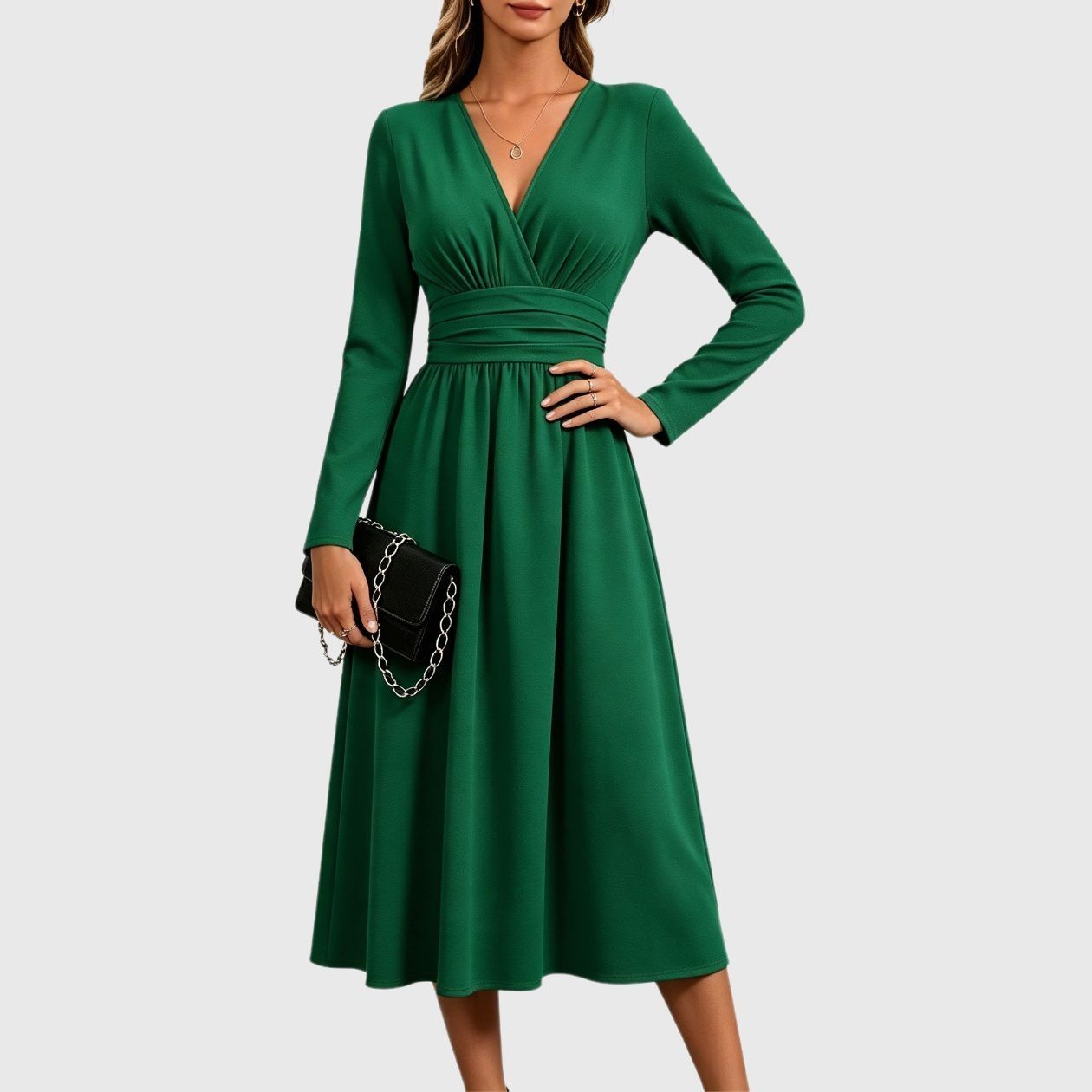 Женские платья V Neck Long Sleeve Maxi Dress Trendy Elegant Flowy Wedding Guest Holiday Formal