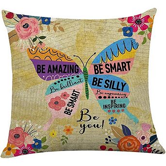 Butterfly Floral Decorative Pillow Cover Inspirational Gift
