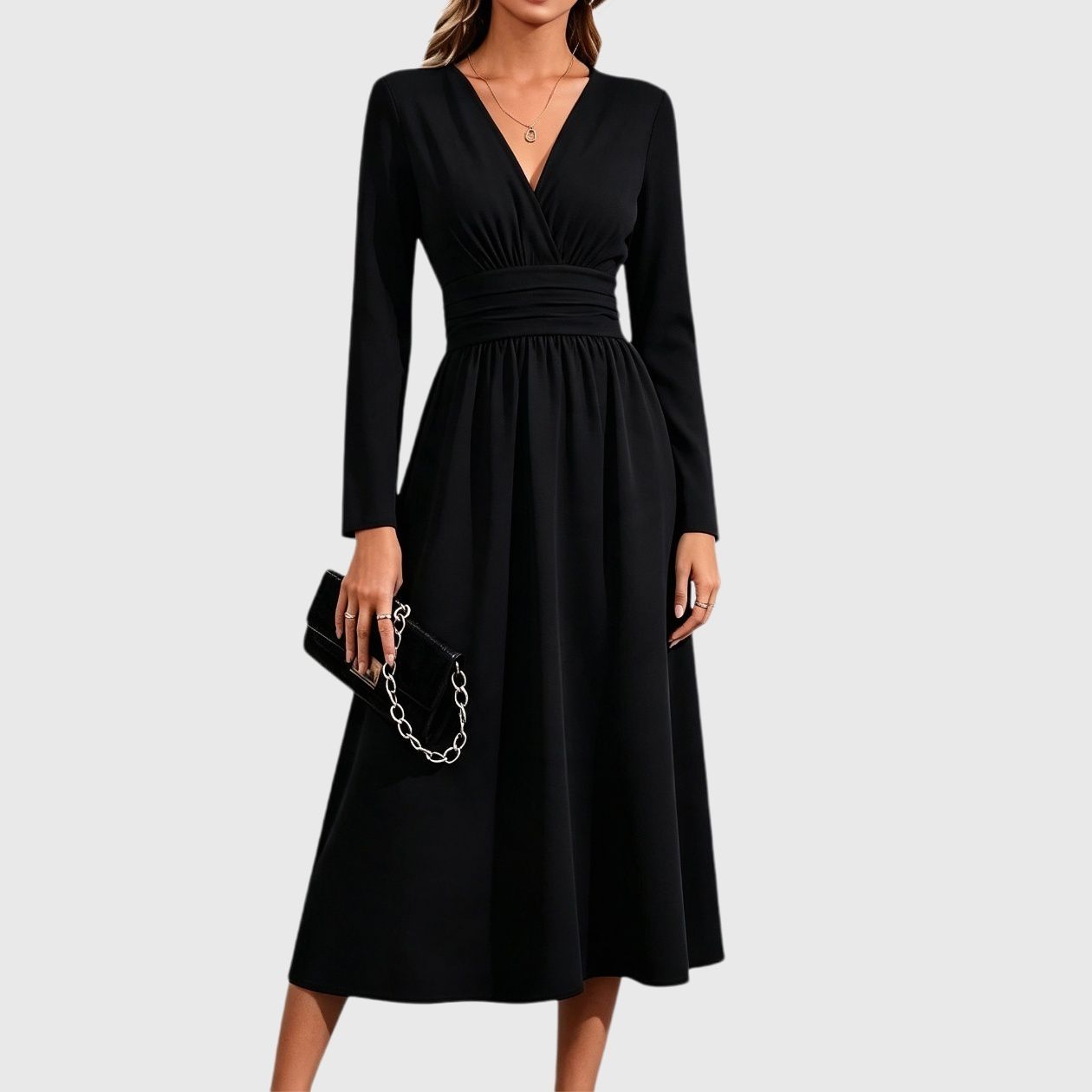 Женские платья V Neck Long Sleeve Maxi Dress Trendy Elegant Flowy Wedding Guest Holiday Formal Long Dresses