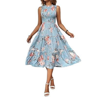 casual sleeveless summer dresses dowerme Women 2026 Crewneck A-Line Boho Lace Eyelet Cotton Tank Maxi Dress with Pockets(Army Green,Small) at Amazon Women's Clothing store and warm weather style Women's Summer Midi Sundress Casual