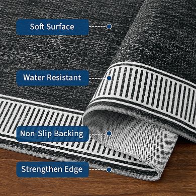 Modern Area Rugs Washable Floor Carpet, Non-Slip Low Pile Accent Rugs for Bedroom, Kitchen, Laundry