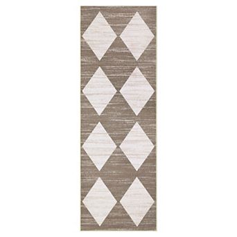 Washable Checkered Area Rug, Non-Slip Soft Geometric Low Pile Carpet for Living Room Bedroom Decor