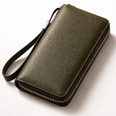 KSIZUIS RFID Blocking Leather Zip Around Wallet Large Capacity Phone Clutch Travel Purse Wristlet