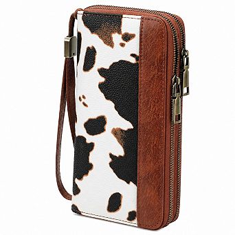 KSIZUIS Women's RFID Blocking Leather Wristlet Wallet Double Zip Large Capacity Card Phone Holder