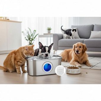 Petsfit Stainless Steel Cat Water Dispenser 108oz Large Capacity Ultra Silent Pump