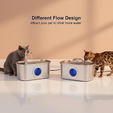 Petsfit Stainless Steel Cat Water Dispenser 108oz Large Capacity Ultra Silent Pump