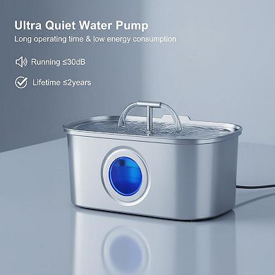 Petsfit Stainless Steel Cat Water Dispenser 108oz Large Capacity Ultra Silent Pump