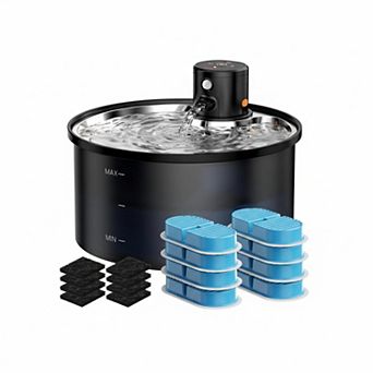 Petsfit Wireless Rechargeable Pet Water Dispenser 3 Modes Stainless Steel Tray 4000mAh Filtration