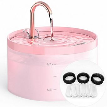 Petsfit 2L Cat Water Fountain Ultra Quiet Auto Dispenser with LED Triple Filtration 2 Flow Modes