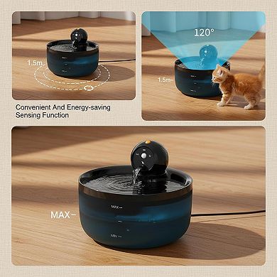 Petsfit Wireless Rechargeable Pet Water Fountain Motion Sensor Quiet 88oz 3 Modes