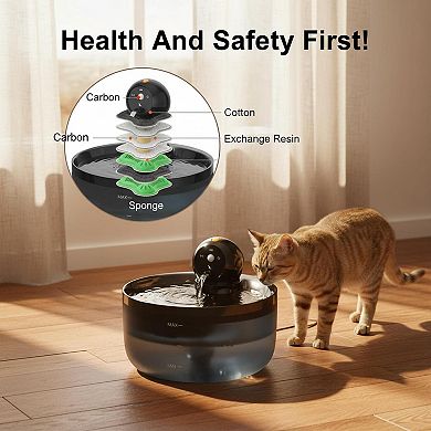 Petsfit Wireless Rechargeable Pet Water Fountain Motion Sensor Quiet 88oz 3 Modes