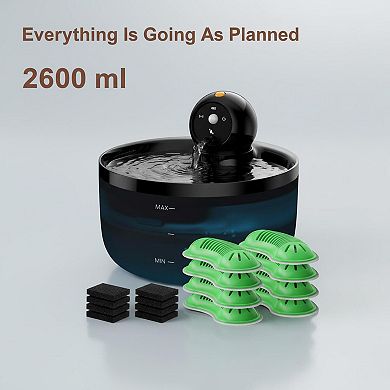 Petsfit Wireless Rechargeable Pet Water Fountain Motion Sensor Quiet 88oz 3 Modes