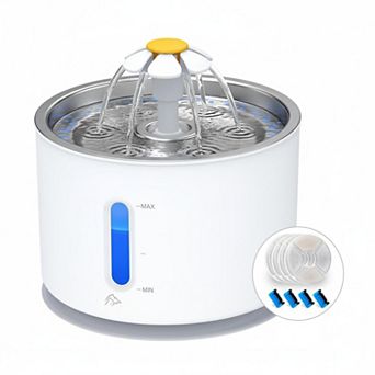 Petsfit Cat Water Fountain: Stainless Steel Lid, 2.4L, LED Window, Quiet Pump, 3 Drinking Modes