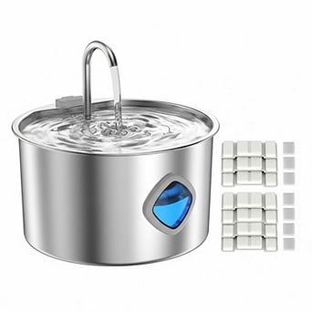 Petsfit Stainless Steel Pet Water Fountain Large Capacity Silent Multi-Mode Filtration