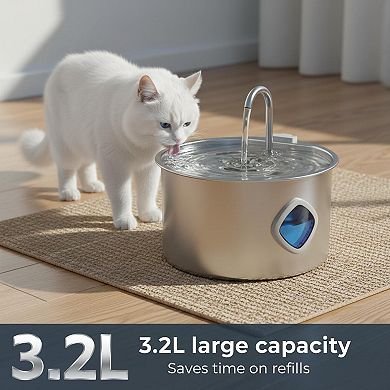 Petsfit Stainless Steel Pet Water Fountain Large Capacity Silent Multi-Mode Filtration