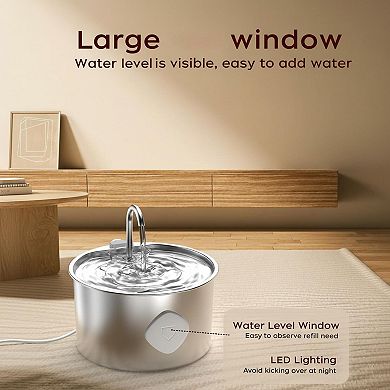 Petsfit Stainless Steel Pet Water Fountain Large Capacity Silent Multi-Mode Filtration