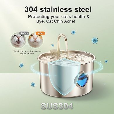 Petsfit Stainless Steel Pet Water Fountain Large Capacity Silent Multi-Mode Filtration