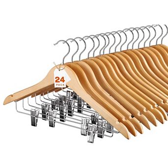 Solid Wood Suit Hangers With Removable Clips Smooth Finish 360 Swivel Hook