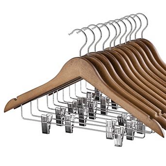 Solid Wood Suit Hangers With Removable Clips Smooth Finish 360 Swivel Hook