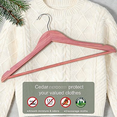 Solid Wood Clothes Hangers 360 Swivel Hook Non Slip Shoulder Notches Durable Closet Organizer